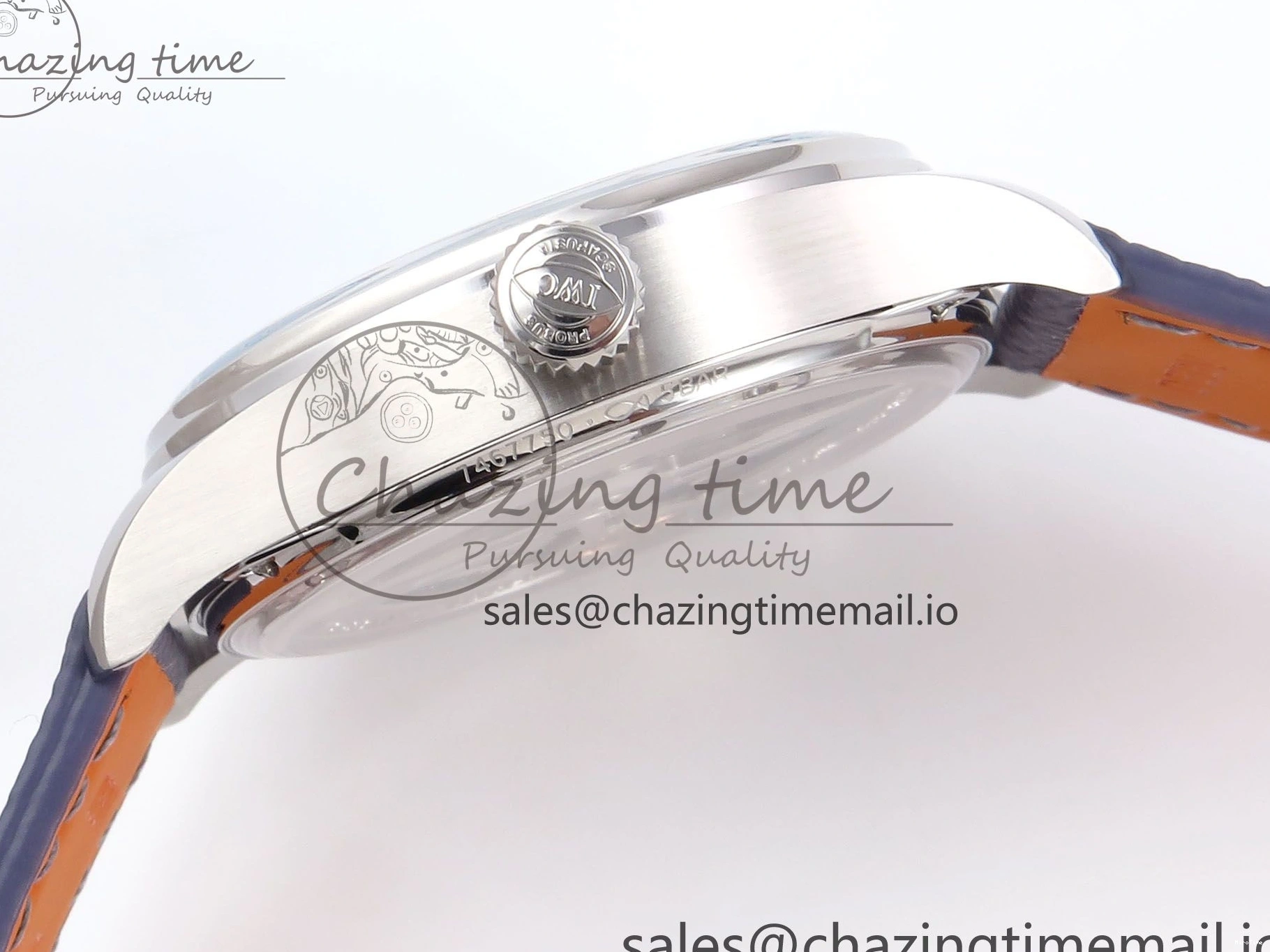 MIROTIME 0601 Lightweight Portugieser Automatic SS IW501708 APSF 1:1 Best Edition Light Blue Dial on Gray Leather Strap A 7012